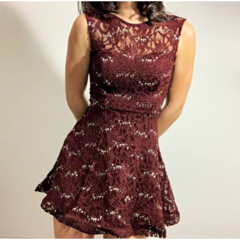 Red sequin fit and flare minidress